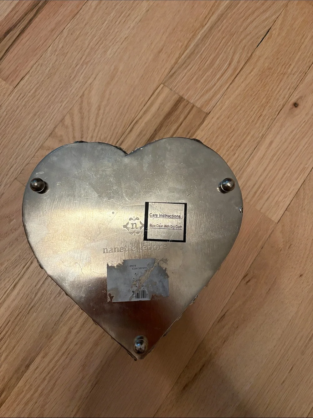 Heart-Shaped Crystal Decorative Jewelry Box - Silver